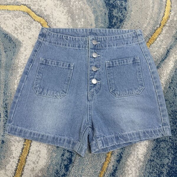 Women's High-Waisted Korean Style Summer 2025 Button-Up New Slimming Loose Denim Shorts, Leg-Elongating Hot Pants