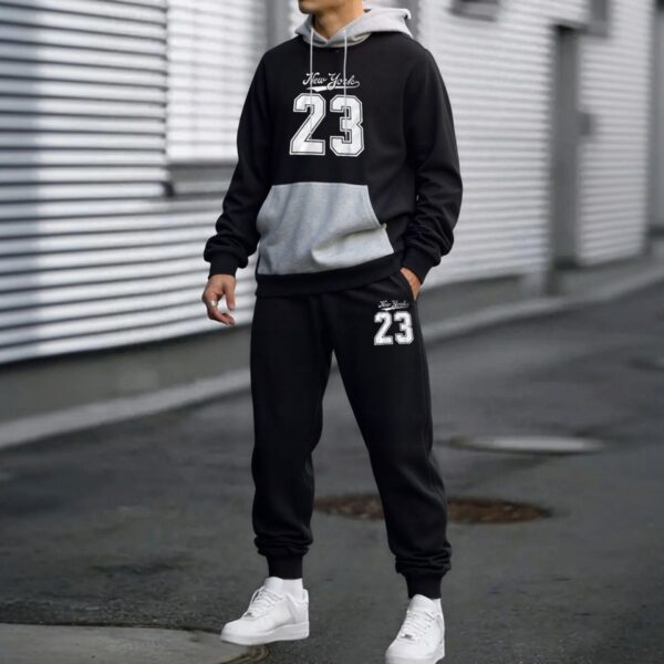 Men's Suit 2026 Spring New Fashion Color-blocking Sports Suit Hoodie + Pants Two-piece Casual Set