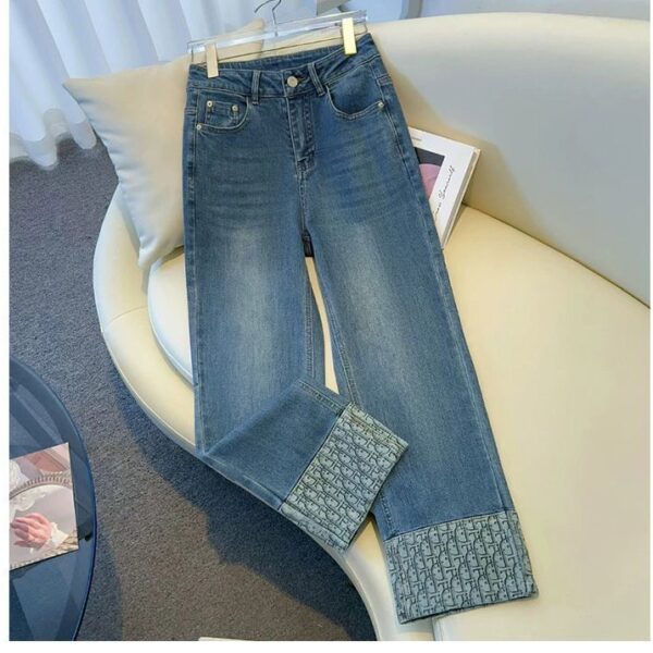 Narrow Straight-Leg Jeans for Women 2025 Spring and Autumn New Popular High-Waisted Wide-Leg Slimming Pants for Petite Women