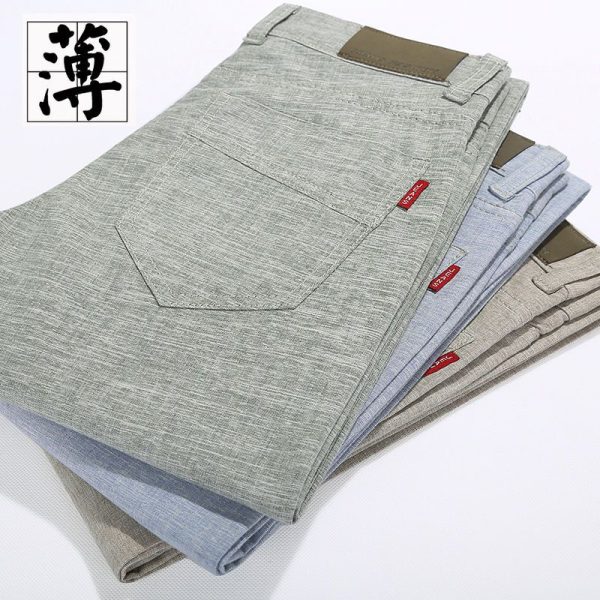 Spring Casual Pants for Men, Versatile Men's Work Trousers, Ice Silk Loose Straight Light-Colored Pants