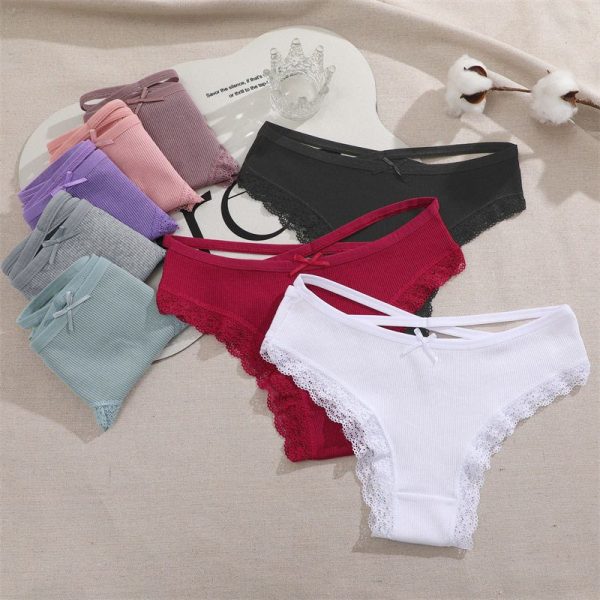 Cotton Cute Bow Lace Edge Women's Underwear