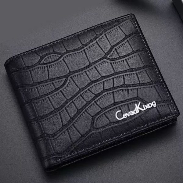 Men's Short Leather Crocodile Pattern Horizontal Wallet 2025 New Model Wallet - Gift for Boyfriend or Dad's Birthday
