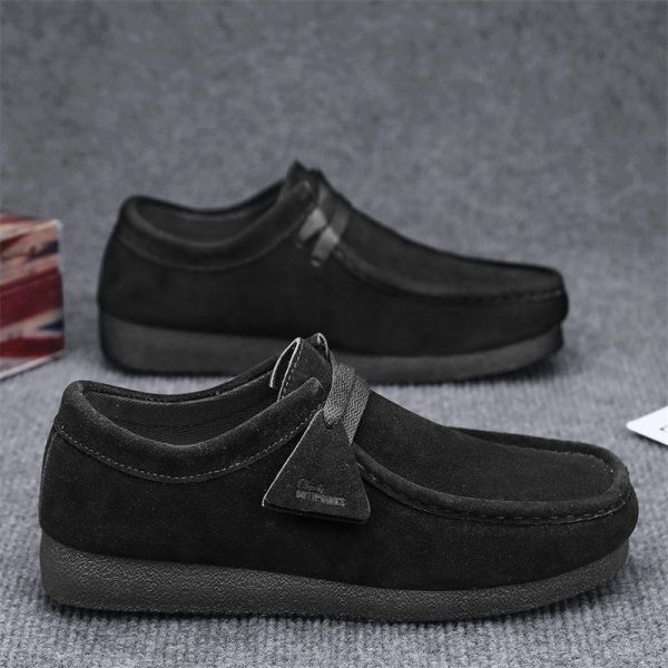 DouDou Men's Shoes Spring 2026 British Casual Sports Leather Shoes for Men New Lazy Slip-On Trendy Shoes