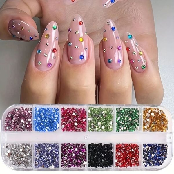 12 Grid Shimmering Crystal Nail Art Rhinestones - Flatback G