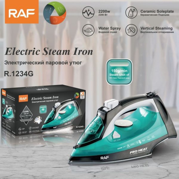 Cross-border European and American standard household steam iron, handheld and hanging style with cord, dual-use for dry and wet ironing, 2200W.