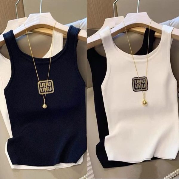 200-pound Plus-Size Women's Letter Embroidered Strap Tank Top for Summer - New Loose-Fit Sleeveless Camisole