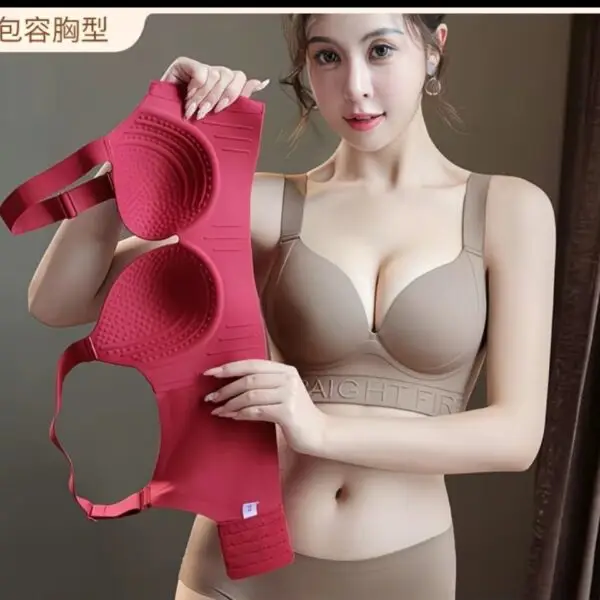 Plus-size bra for full-figured women, anti-sagging, adjustable, slimming, wireless, side support, beautiful back design, suitable for summer.